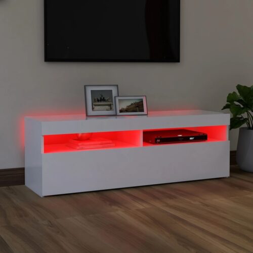 TV Cabinet with LED Lights White 120x35x40cm - Image 4