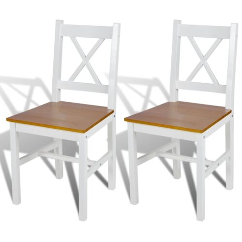 Dining Chairs 2pcs White Pinewood