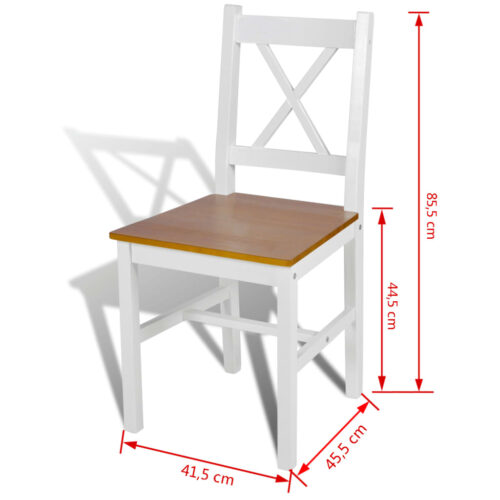 Dining Chairs 2pcs White Pinewood - Image 5