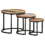 Side Tables 3pcs Solid Reclaimed Wood
