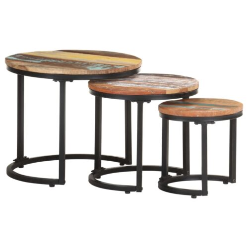 Side Tables 3pcs Solid Reclaimed Wood