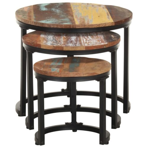 Side Tables 3pcs Solid Reclaimed Wood - Image 2