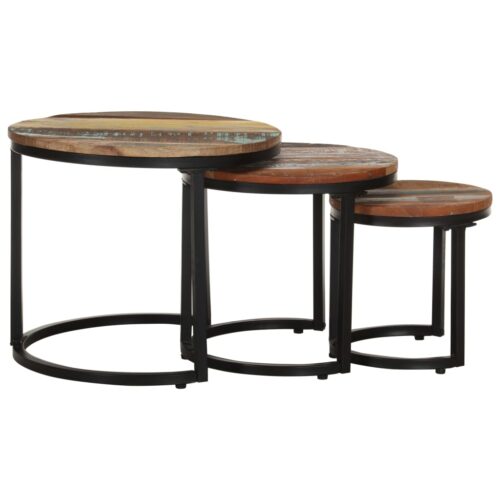 Side Tables 3pcs Solid Reclaimed Wood - Image 3
