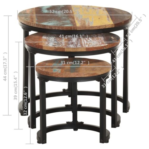 Side Tables 3pcs Solid Reclaimed Wood - Image 8