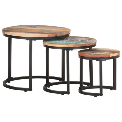 Side Tables 3pcs Solid Reclaimed Wood - Image 9