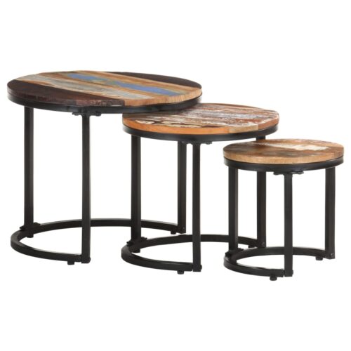 Side Tables 3pcs Solid Reclaimed Wood - Image 10