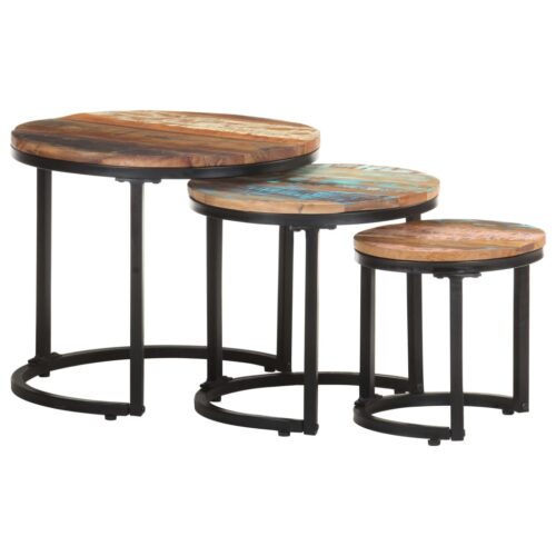 Side Tables 3pcs Solid Reclaimed Wood - Image 11