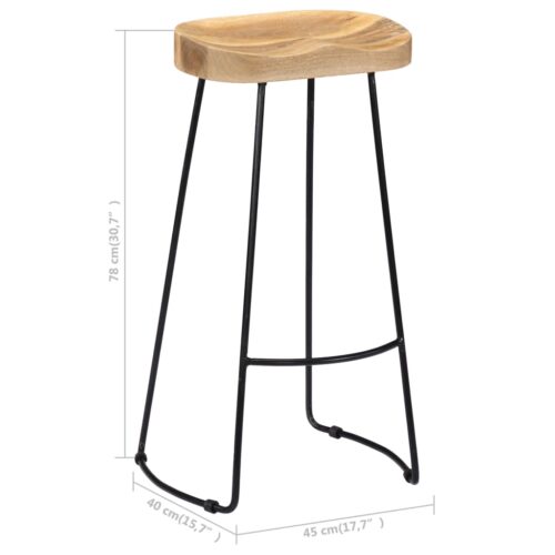Gavin Bar Stools 2pcs Solid Mango Wood - Image 9