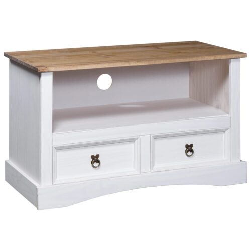 TV Cabinet Mexican Pine Corona Range White 91x43x56cm