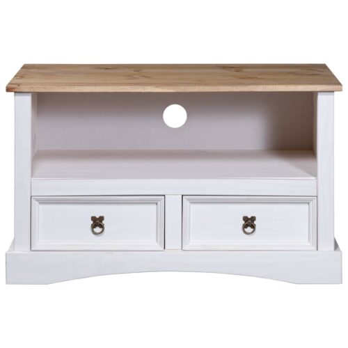 TV Cabinet Mexican Pine Corona Range White 91x43x56cm - Image 2