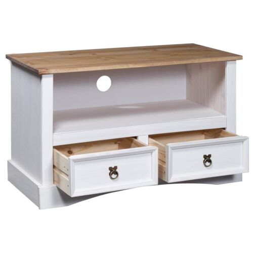 TV Cabinet Mexican Pine Corona Range White 91x43x56cm - Image 3