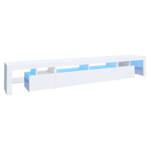 RGB LED Lights TV Cabinet Wooden Entertainment Unit Table Stand Storage Shelf