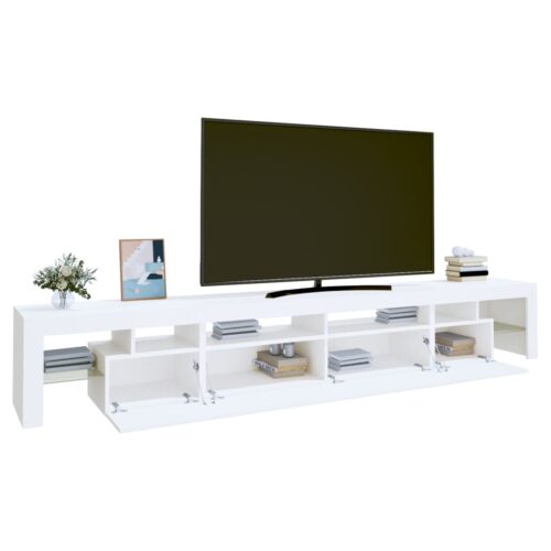 RGB LED Lights TV Cabinet Wooden Entertainment Unit Table Stand Storage Shelf - Image 6