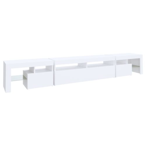 RGB LED Lights TV Cabinet Wooden Entertainment Unit Table Stand Storage Shelf - Image 8