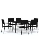 7-Piece Garden Dining Set Black Outdoor Patio Lounge Furniture