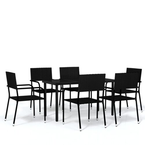 7-Piece Garden Dining Set Black Outdoor Patio Lounge Furniture