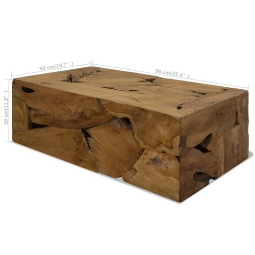 Coffee Table 90x50x30cm Genuine Teak Brown - Image 7