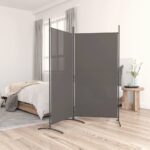 2-Panel Room Divider Anthracite 175x180cm Fabric