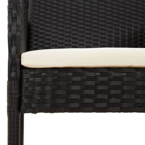 5-Piece Garden Dining Set with Cushions Black Poly Rattan Wicker Outdoor Patio Furniture - Image 8
