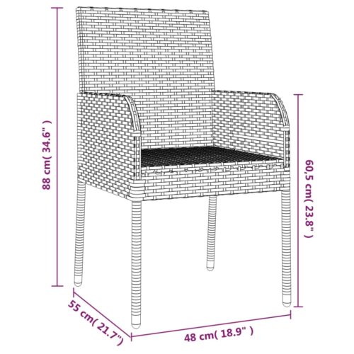 5-Piece Garden Dining Set with Cushions Black Poly Rattan Wicker Outdoor Patio Furniture - Image 9
