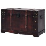 Vintage Treasure Chest 66x38x40cm Wood Timber Storage Box Ottoman Antique Table