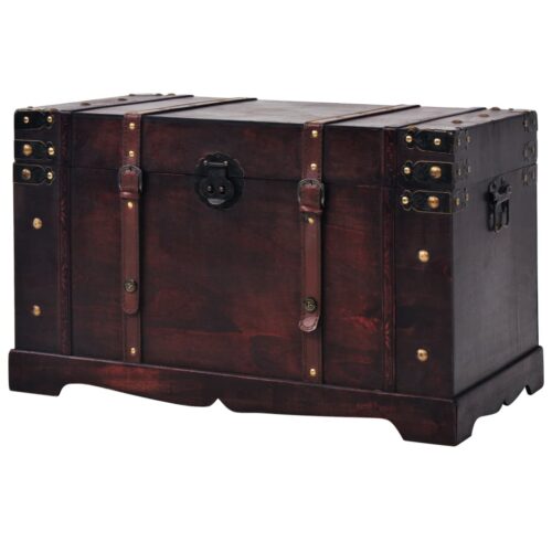 Vintage Treasure Chest 66x38x40cm Wood Timber Storage Box Ottoman Antique Table
