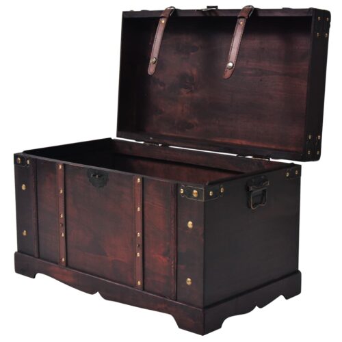 Vintage Treasure Chest 66x38x40cm Wood Timber Storage Box Ottoman Antique Table - Image 4