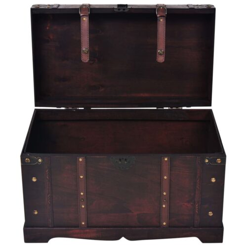Vintage Treasure Chest 66x38x40cm Wood Timber Storage Box Ottoman Antique Table - Image 5