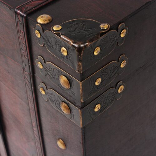 Vintage Treasure Chest 66x38x40cm Wood Timber Storage Box Ottoman Antique Table - Image 6