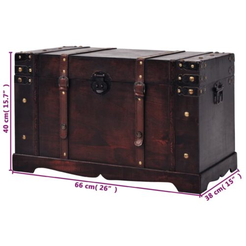 Vintage Treasure Chest 66x38x40cm Wood Timber Storage Box Ottoman Antique Table - Image 10