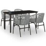 5-Piece Garden Dining Set Grey