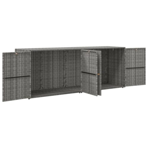 Garden Storage Cabinet Grey 198x55.5x80cm Poly Rattan - Image 3