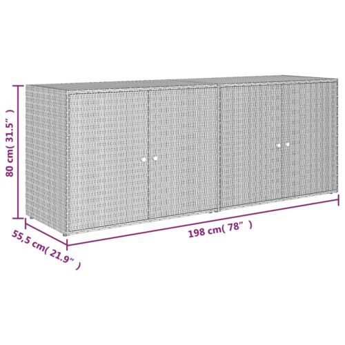 Garden Storage Cabinet Grey 198x55.5x80cm Poly Rattan - Image 8