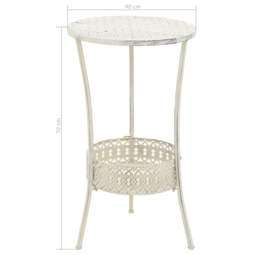 Bistro Table Vintage Style Round Metal 40x70cm White - Image 6