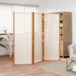3-Panel Room Divider Cream White 210x180cm