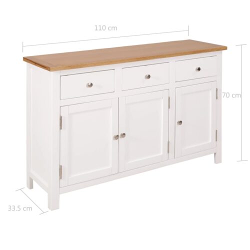 Sideboard 110x33.5x70cm Solid Oak Wood - Image 10