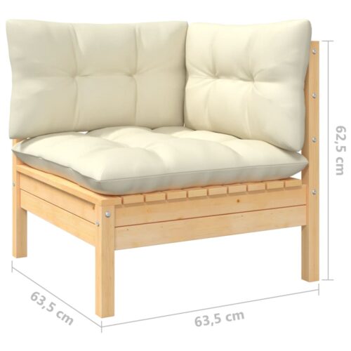 11-Piece Garden Lounge Set with Cream Cushions Pine Wood Outdoor Patio Furniture - Image 5