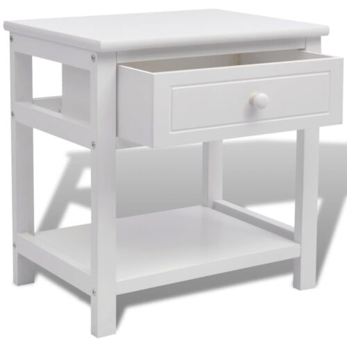 Bedside Cabinet Wood White - Image 4