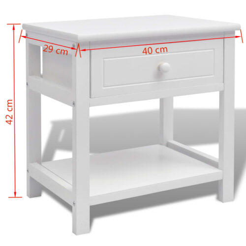 Bedside Cabinet Wood White - Image 6