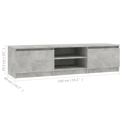 TV Cabinet Concrete Grey 140x40x35.5cm Engineered Wood - Image 7