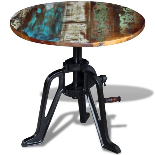 Side Table Solid Reclaimed Wood Cast Iron 60x(42-63)cm - Image 2