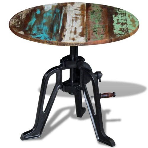 Side Table Solid Reclaimed Wood Cast Iron 60x(42-63)cm - Image 3