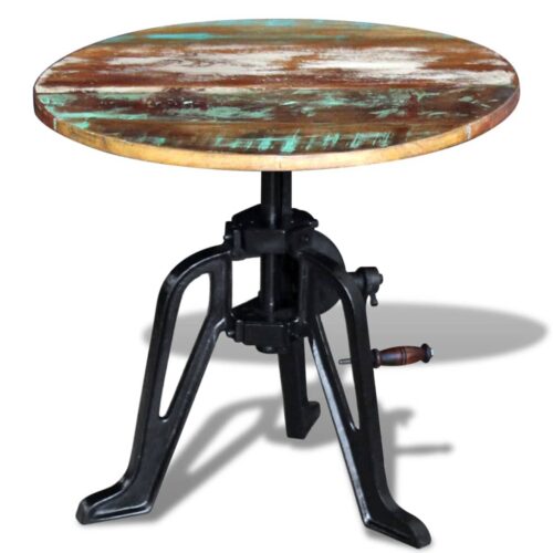 Side Table Solid Reclaimed Wood Cast Iron 60x(42-63)cm - Image 4