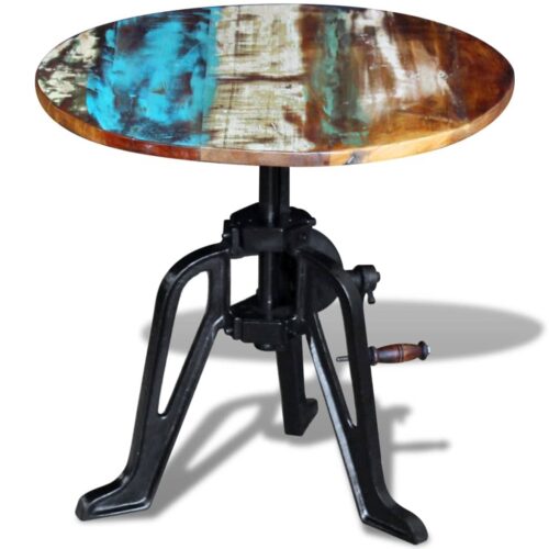 Side Table Solid Reclaimed Wood Cast Iron 60x(42-63)cm - Image 5