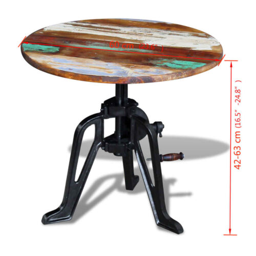 Side Table Solid Reclaimed Wood Cast Iron 60x(42-63)cm - Image 10