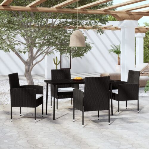 5-Piece Garden Dining Set Black - Image 9