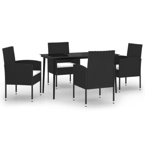 5-Piece Garden Dining Set Black