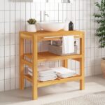 Bathroom Vanity Cabinet with 2 Shelves 74x45x75cm Solid Wood