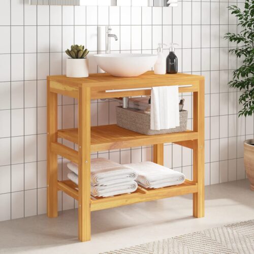 Bathroom Vanity Cabinet with 2 Shelves 74x45x75cm Solid Wood
