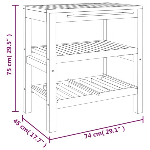 Bathroom Vanity Cabinet with 2 Shelves 74x45x75cm Solid Wood - Image 7